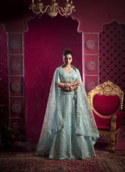 Sky Blue Net Bridal Lehenga Zarkan Work BRIDLE COUTURE VOL-4 9018