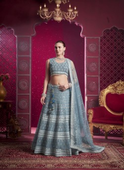 Blue Net Bridal Lehenga Sequence Work 10 Kalli BRIDLE COUTURE VOL-4 9019