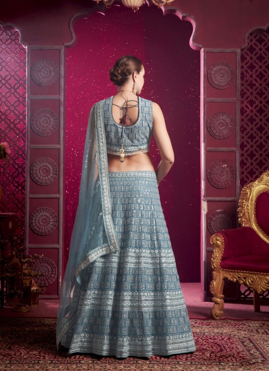 Blue Net Bridal Lehenga Sequence Work 10 Kalli BRIDLE COUTURE VOL-4 9019