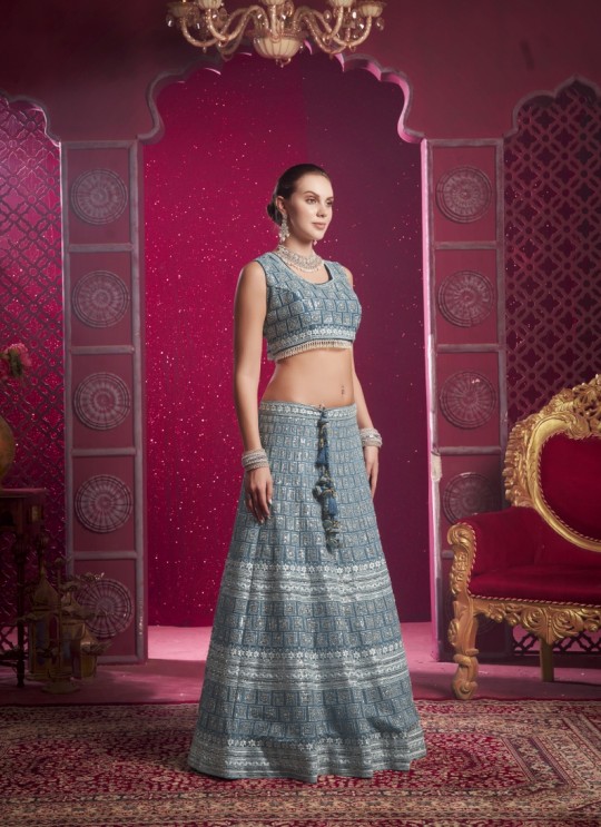 Blue Net Bridal Lehenga Sequence Work 10 Kalli BRIDLE COUTURE VOL-4 9019