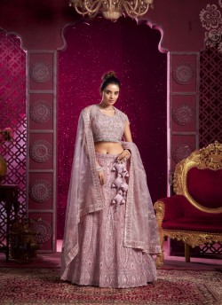 Peach Net Bridal Lehenga Zarkan & Pear Work 10 Kalli BRIDLE COUTURE VOL-4 9020