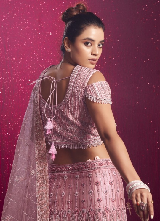 Peach Net Bridal Lehenga Zarkan & Pear Work 10 Kalli BRIDLE COUTURE VOL-4 9020