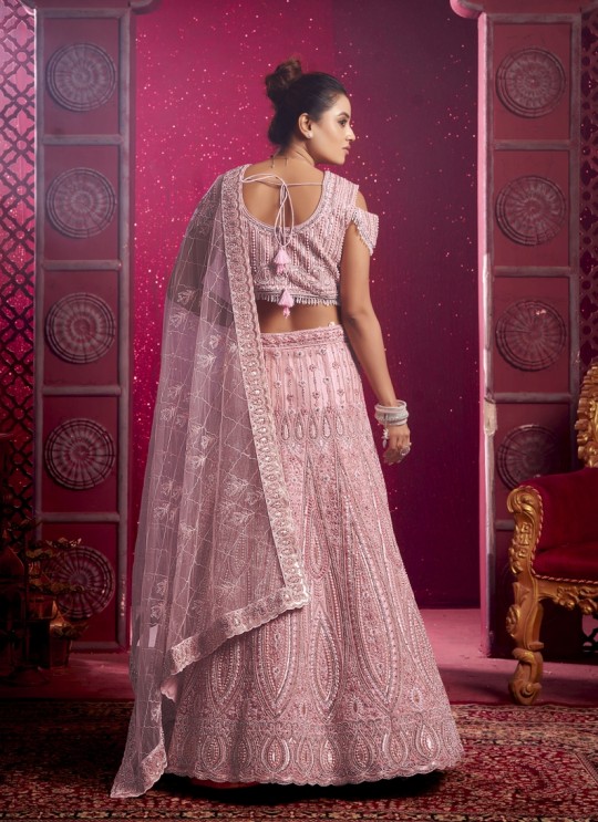Peach Net Bridal Lehenga Zarkan & Pear Work 10 Kalli BRIDLE COUTURE VOL-4 9020