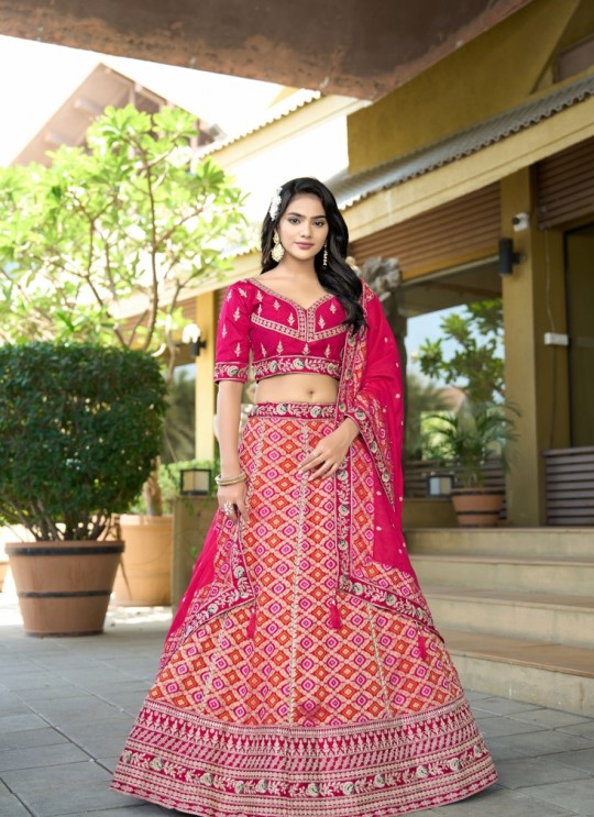Pink Pure Viscose Dola Silk Semi-Stitched Designer Lehenga| Occasion Vol-11 5041