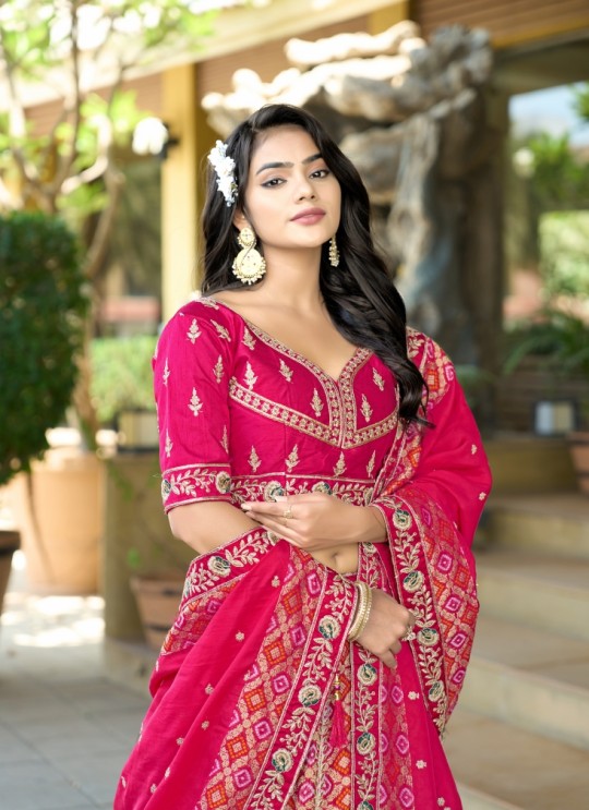 Pink Pure Viscose Dola Silk Semi-Stitched Designer Lehenga| Occasion Vol-11 5041