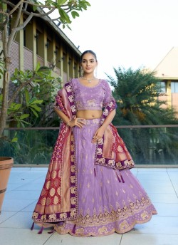Lavender Pure Cosmos Viscose Semi-Stitched Lehenga Choli Occasion Vol-11 5046