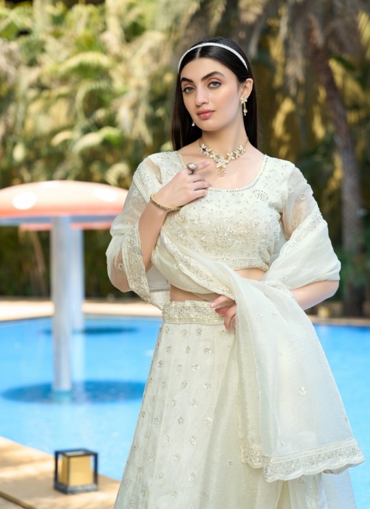 White Pure Organza Semi-Stitched Lehenga Choli Occasion Vol-12 5047 White Pure Organza Semi-Stitched Lehenga Choli Occasion Vol-12 5047