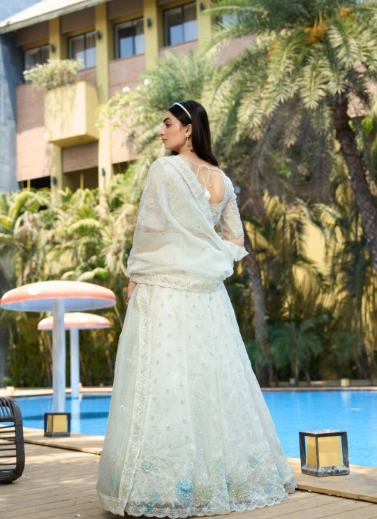White Pure Organza Semi-Stitched Lehenga Choli Occasion Vol-12 5047 White Pure Organza Semi-Stitched Lehenga Choli Occasion Vol-12 5047