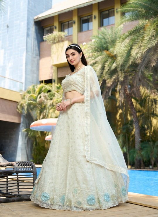 White Pure Organza Semi-Stitched Lehenga Choli Occasion Vol-12 5047 White Pure Organza Semi-Stitched Lehenga Choli Occasion Vol-12 5047