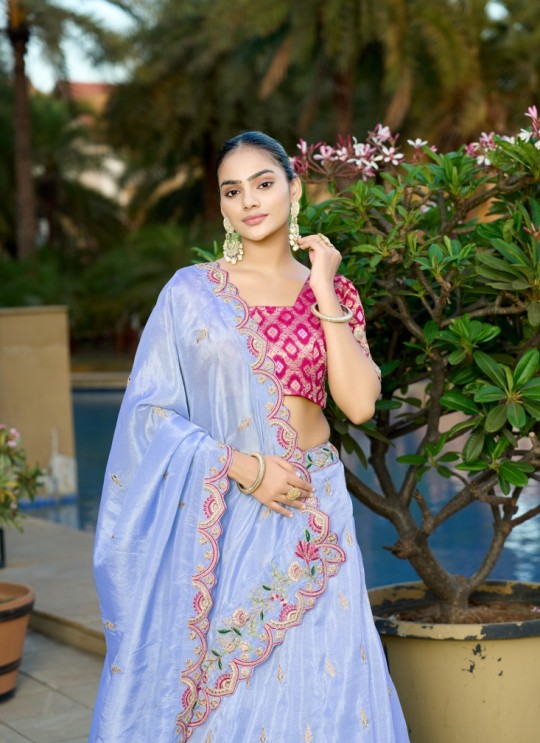 Blue Pure Cosmos Bandhej Designer Lehenga | Occasion Vol-12 5048