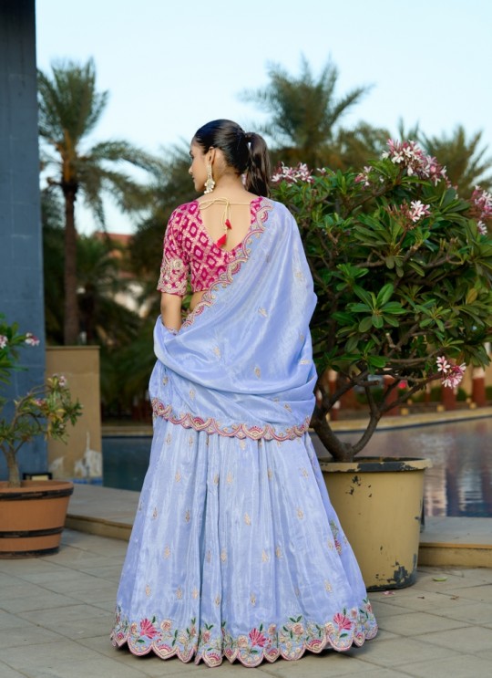 Blue Pure Cosmos Bandhej Designer Lehenga | Occasion Vol-12 5048