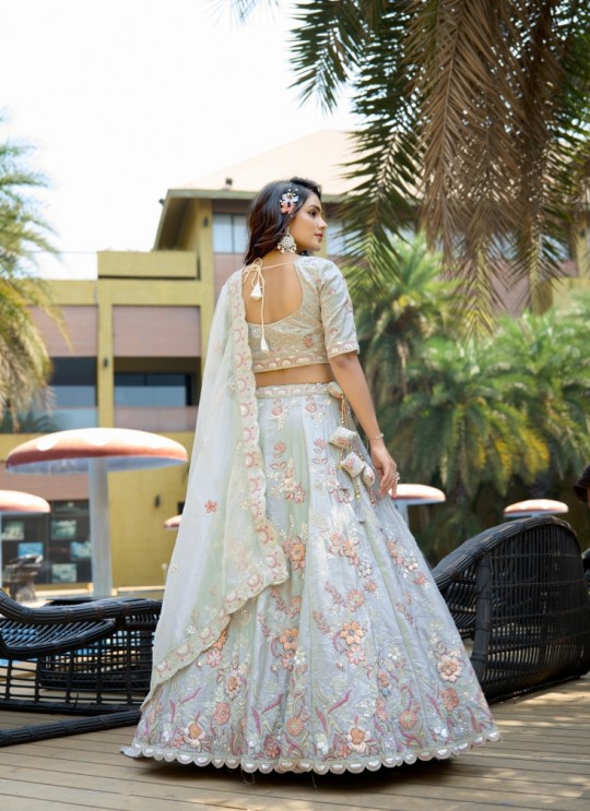 Light Grey Fendy Silk Organza Lehenga Choli | Occasion Vol-12 5049