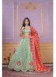 Pista Green Pure Cosmos Bandhej Designer Lehenga | Occasion Vol-12 5050
