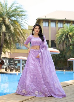 Lavender Pure Organza Lehenga Choli | Occasion Vol-12 5052