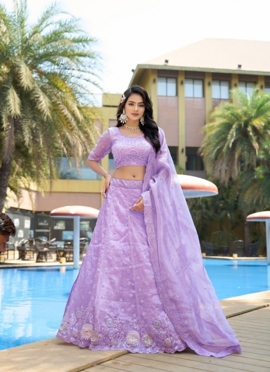 Lavender Pure Organza Lehenga Choli | Occasion Vol-12 5052