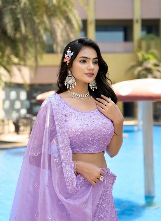 Lavender Pure Organza Lehenga Choli | Occasion Vol-12 5052