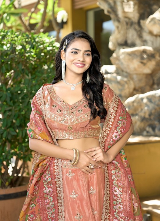 Orange Pure Cosmos Viscose Lehenga Choli | Occasion Vol-13 5054