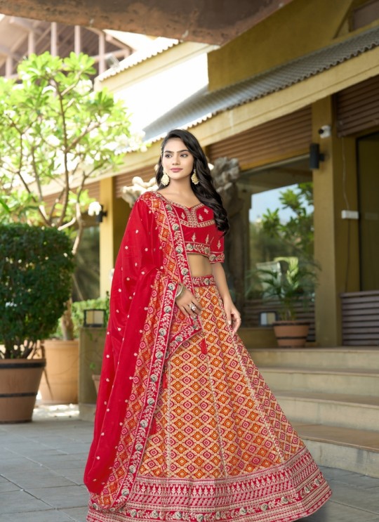 Red Pure Viscose Silk Lehenga Choli | Occasion Vol-13 5056