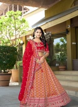 Red Pure Viscose Silk Lehenga Choli | Occasion Vol-13 5056