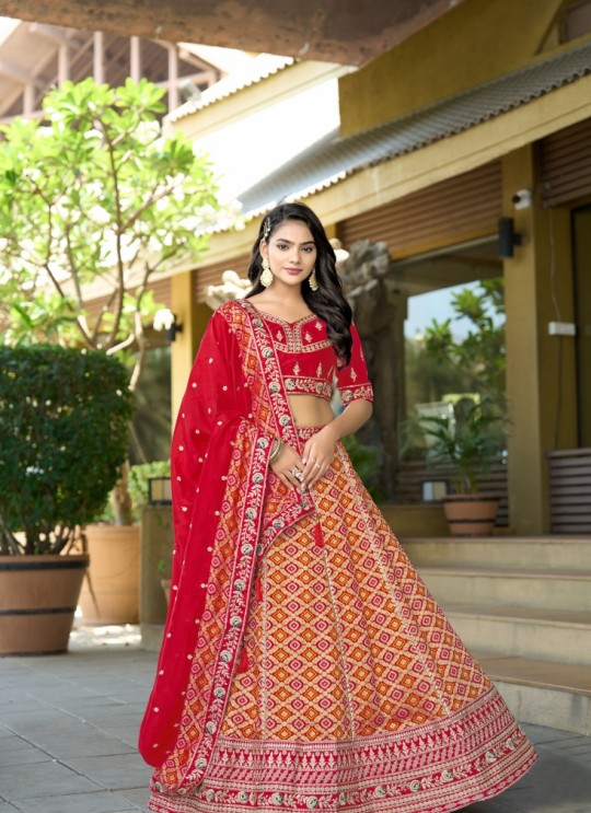 Red Pure Viscose Silk Lehenga Choli | Occasion Vol-13 5056