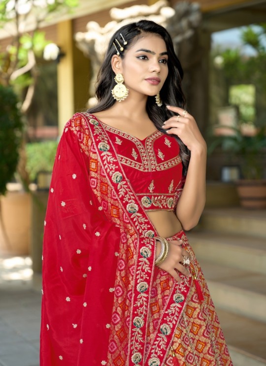 Red Pure Viscose Silk Lehenga Choli | Occasion Vol-13 5056