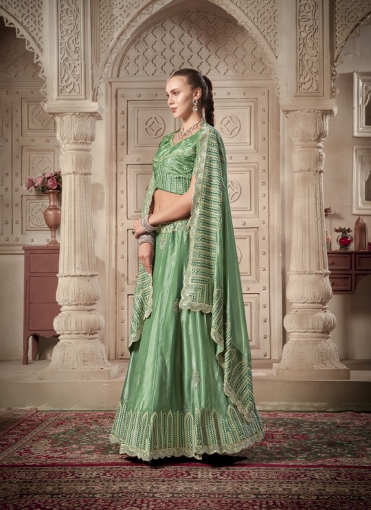 Pista Green Soft Paper Silk with Heavy Zarkan & Thread Embroidery Work Occasions Vol-07 5026 Pista Green Soft Paper Silk with Heavy Zarkan & Thread Embroidery Work Occasions Vol-07 5026