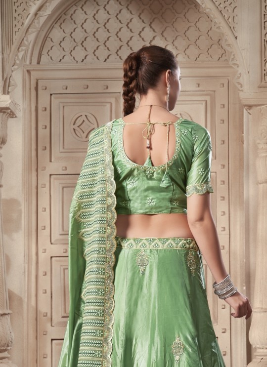 Pista Green Soft Paper Silk with Heavy Zarkan & Thread Embroidery Work Occasions Vol-07 5026 Pista Green Soft Paper Silk with Heavy Zarkan & Thread Embroidery Work Occasions Vol-07 5026