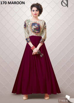 Maroon Georgette Printed Party Wear Gown Blush Vol 10 NX 7170 Colors 7170C Color By Bansi SC/002879