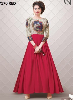 Red Georgette Printed Party Wear Gown Blush Vol 10 NX 7170 Colors 7170A Color By Bansi SC/002877