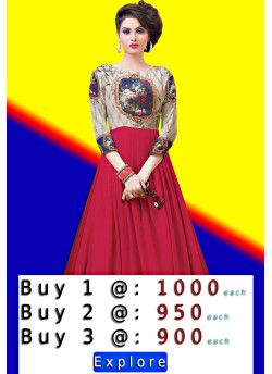 Bansi Mix Gowns on Sale Buy More, Save More Buy One at Flat 1000 each, Buy Two at 950 each, Buy Three at 900 each