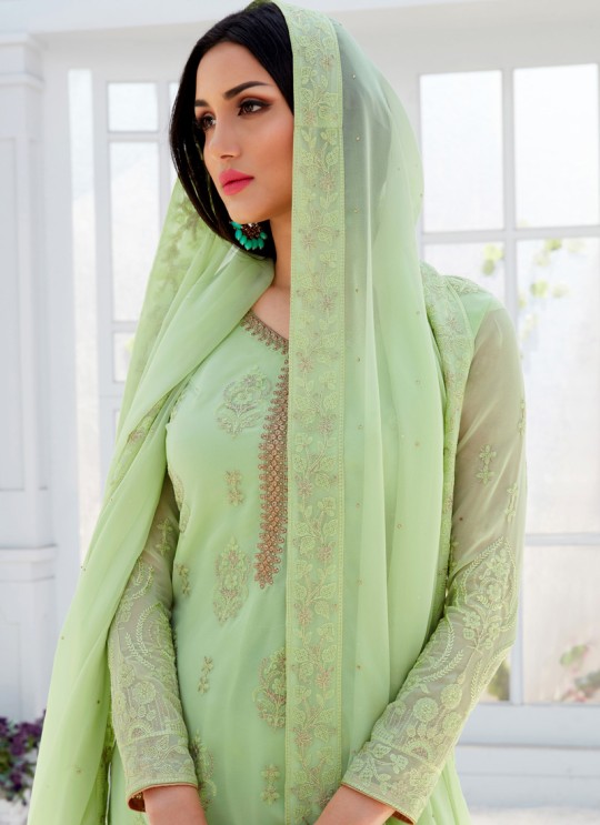 Green Georgette Embroidered Garara Suits For Bridesmaids Saleha 499 By Bela Fashion SC/015267 Green Georgette Embroidered Garara Suits For Bridesmaids Saleha 499 By Bela Fashion SC/015267