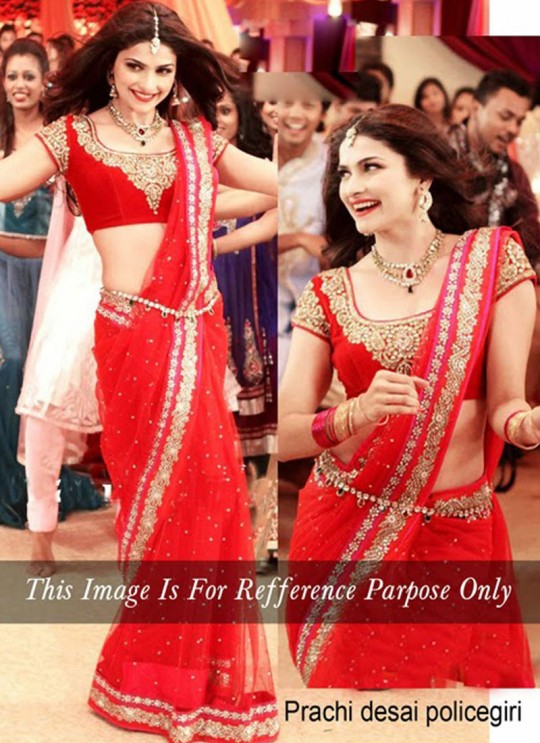 Red Net Diamond Work And Embroidered Prachi Desai Bollywood Style Saree 102