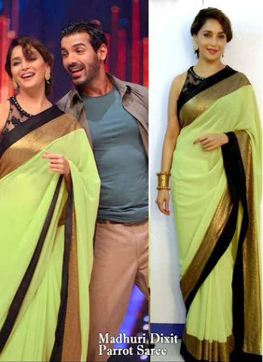 Madhuri Dixit Green Georgette Bollywood Style Saree 201