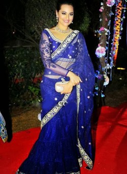 Sonakshi Sinha Blue Net Bollywood Style Saree 203