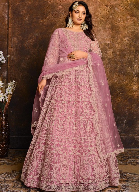 1901 Pink Net Embroidered Semi-Stitched Anarkali Suit 1901 Pink Net Embroidered Semi-Stitched Anarkali Suit