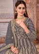 2702 Grey Net Embroidered Semi-Stitched Anarkali Suit