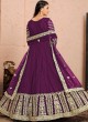 3002 Purple Net Embroidered Semi-Stitched Anarkali Suit