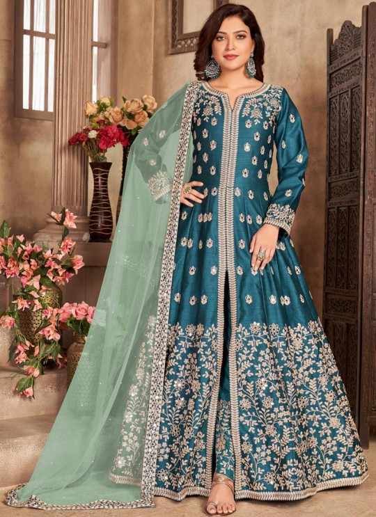 3301 Teal Blue Art Silk Embroidered Semi-Stitched Anarkali Suit 3301 Teal Blue Art Silk Embroidered Semi-Stitched Anarkali Suit