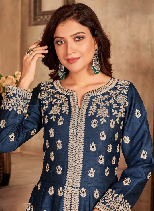 3303 Navy Blue Art Silk Embroidered Semi-Stitched Anarkali Suit 3303 Navy Blue Art Silk Embroidered Semi-Stitched Anarkali Suit