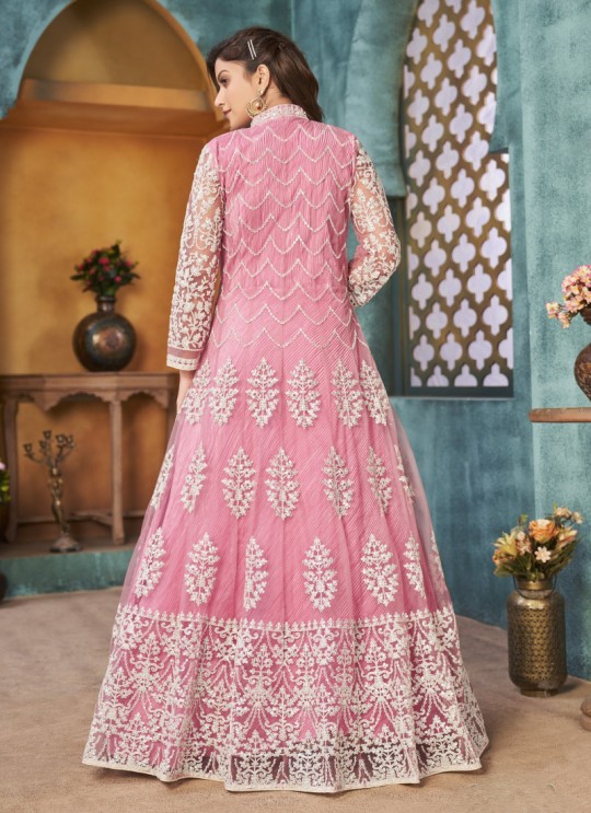 3901 Pink Net Embroidered Semi-Stitched Anarkali Suit 3901 Pink Net Embroidered Semi-Stitched Anarkali Suit