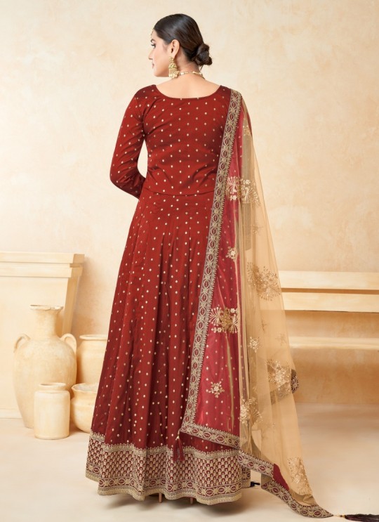 5204 Red Tafeta Butti Silk Embroidered Semi-Stitched Anarkali Suit 5204 Red Tafeta Butti Silk Embroidered Semi-Stitched Anarkali Suit