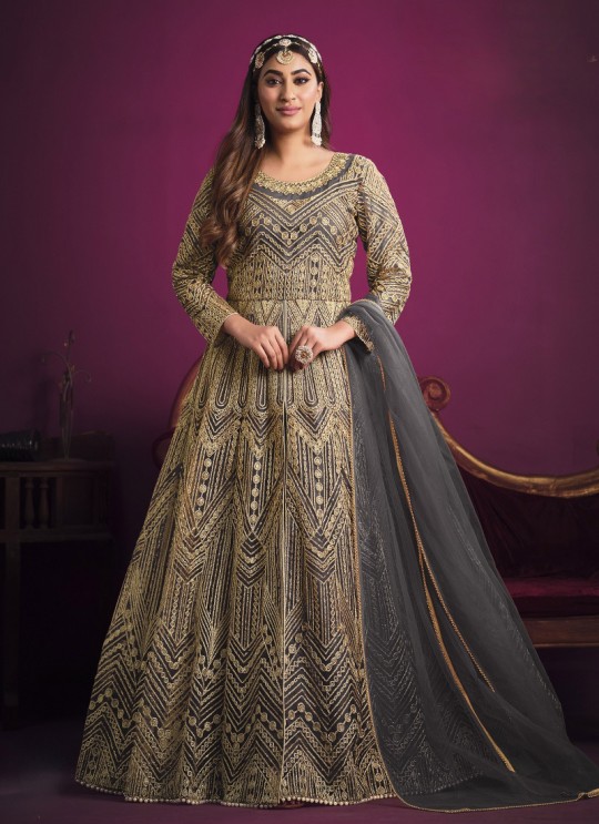 5603 Grey Net Embroidered Semi-Stitched Anarkali Suit 5603 Grey Net Embroidered Semi-Stitched Anarkali Suit