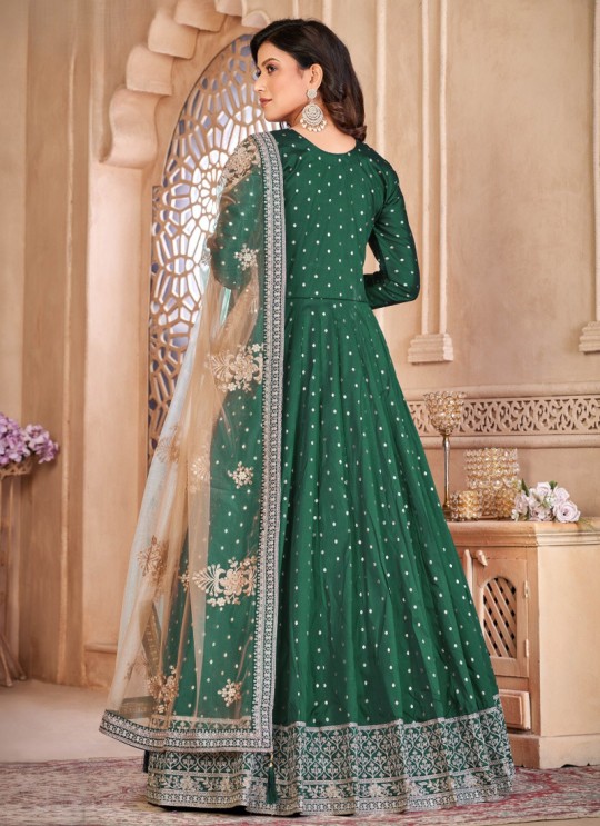 6601 Green Tafeta Butti Silk Embroidered Semi-Stitched Anarkali Suit 6601 Green Tafeta Butti Silk Embroidered Semi-Stitched Anarkali Suit