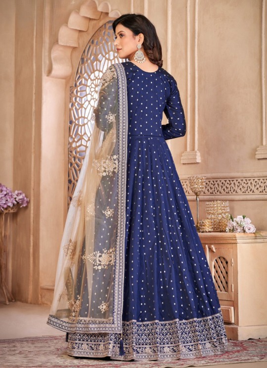 6603 Blue Tafeta Butti Silk Embroidered Semi-Stitched Anarkali Suit 6603 Blue Tafeta Butti Silk Embroidered Semi-Stitched Anarkali Suit