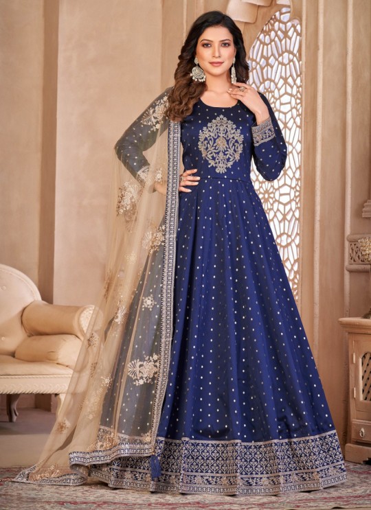 6603 Blue Tafeta Butti Silk Embroidered Semi-Stitched Anarkali Suit 6603 Blue Tafeta Butti Silk Embroidered Semi-Stitched Anarkali Suit