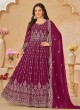 6804 Maroon Faux Georgette Embroidered Semi-Stitched Anarkali Suit