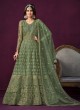 7102 Green Net Embroidered Semi-Stitched Anarkali Suit