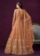 7104 Peach Net Embroidered Semi-Stitched Anarkali Suit