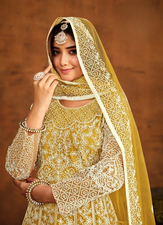 7201 Yellow Net Embroidered Semi-Stitched Anarkali Suit 7201 Yellow Net Embroidered Semi-Stitched Anarkali Suit
