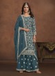 7403 Teal Blue Faux Georgette Embroidered Semi-Stitched Palazzo Suit 7403 Teal Blue Faux Georgette Embroidered Semi-Stitched Palazzo Suit